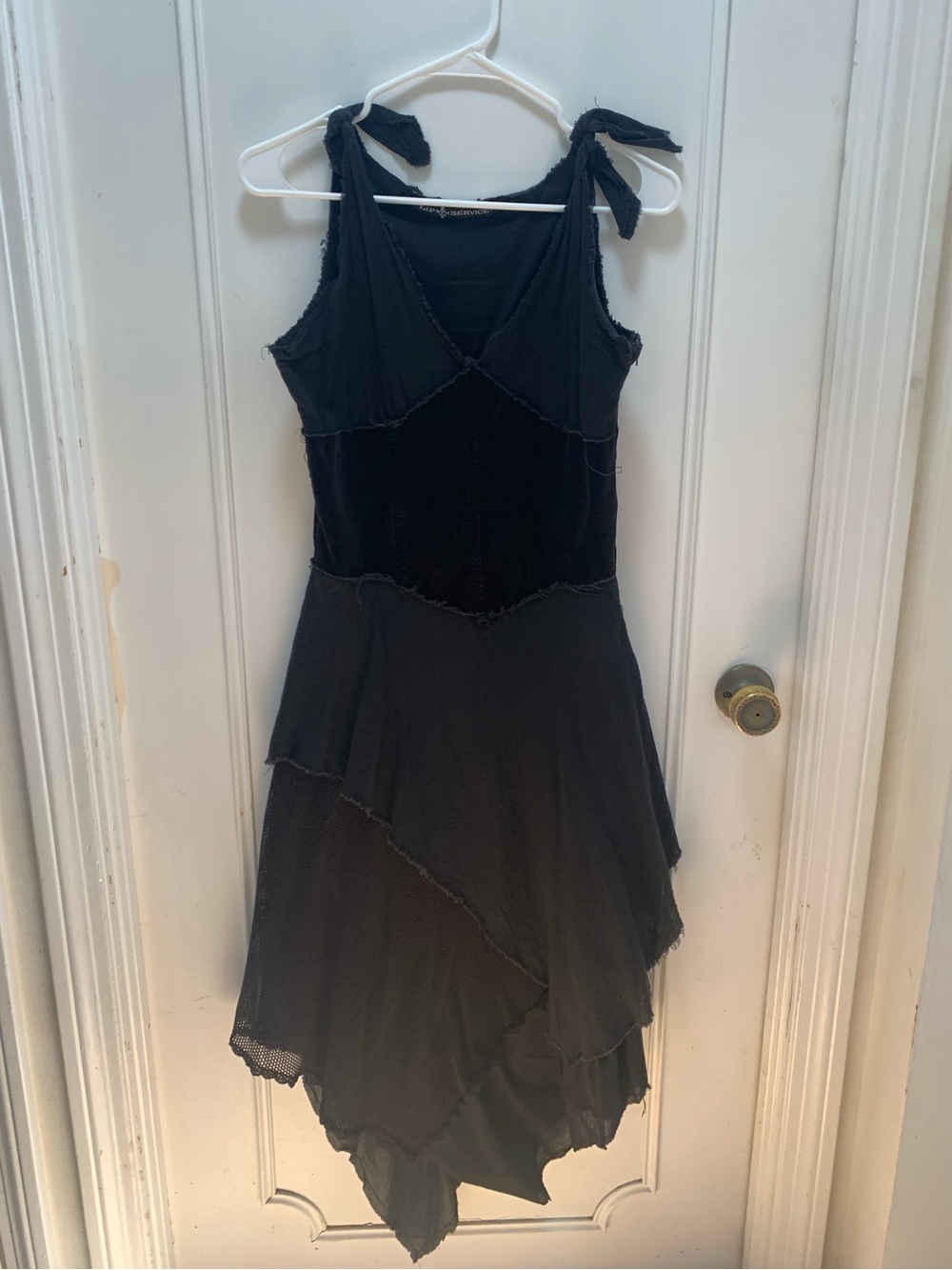Vintage Lip Service Black Asymmetrical Tie-Shoulder witch Dress